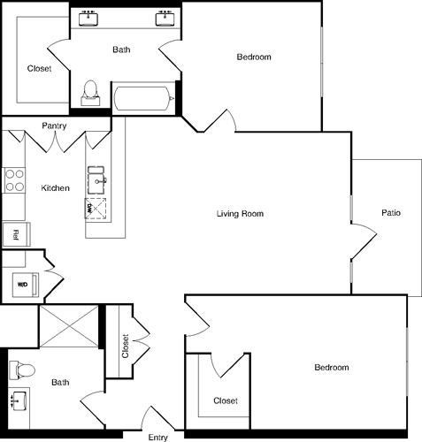 2 beds, 2 baths, 1,265 sqft, $3,651, Unit 647