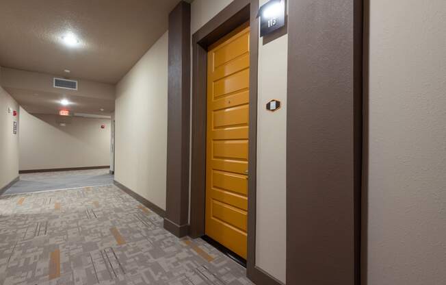 front door of an apartment at the cannery at packing district