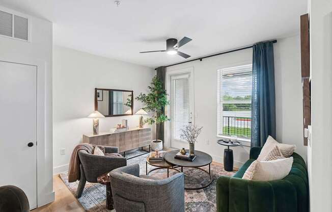 Living Room of Model UNit at Whispering Pines in Euless, TX