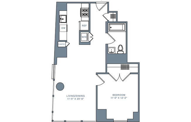 1 bed, 1 bath, 695 sqft, $6,211, Unit 55D