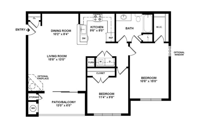 2 beds, 1 bath, 965 sqft, $2,292