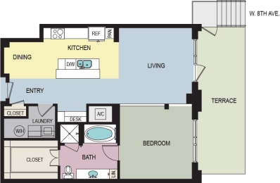 1 bed, 1 bath, 1,040 sqft, $2,433