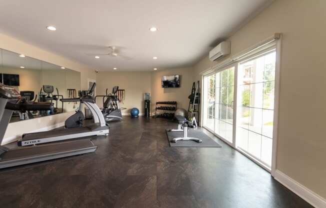 This is a photo of the 24-hour fitness center at Lake of the Woods Apartments in Cincinnati, OH.