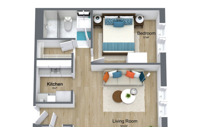 1 bed, 1 bath, 640 sqft, $1,050