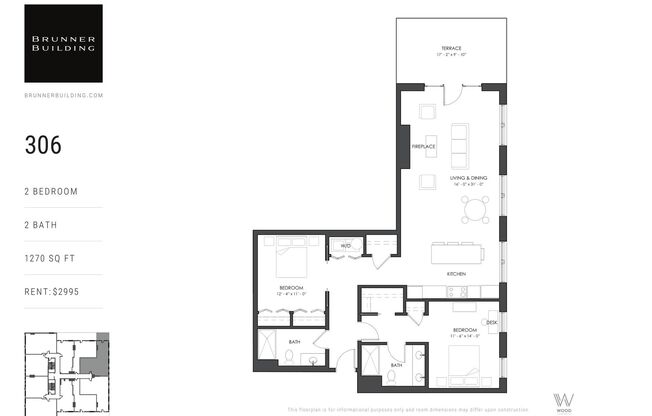2 beds, 2 baths, 1,324 sqft, $2,995, Unit 306