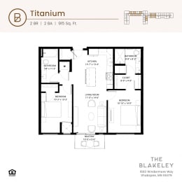 2 beds, 2 baths, 915 sqft, $1,825