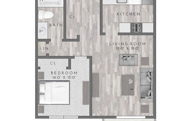 1 bed, 1 bath, 700 sqft, $2,055