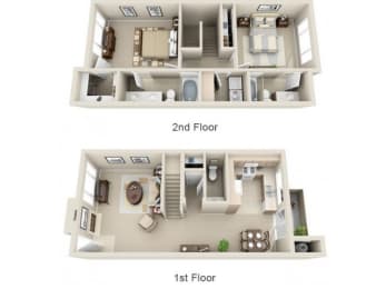 2 beds, 2.5 baths, 1,314 sqft, $1,635