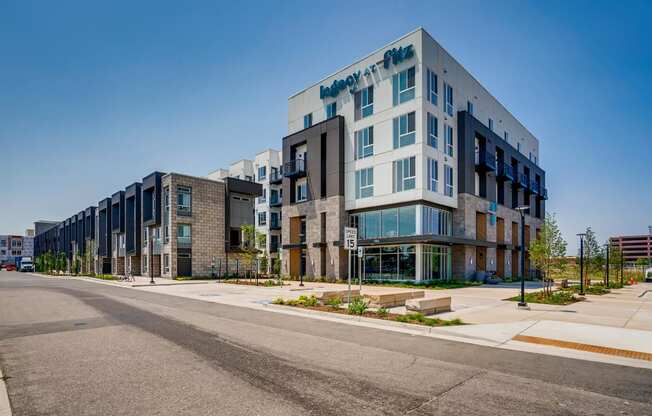 Legacy at Fitz main view of the building with parking lot and street