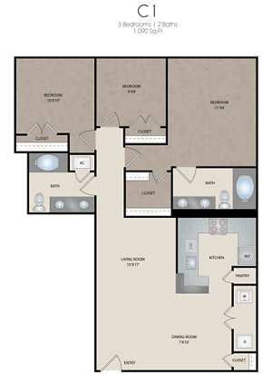 3 beds, 2 baths, 1,090 sqft, $1,880