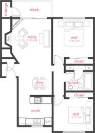 2 beds, 1 bath, 825 sqft, $1,750