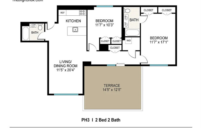 2 beds, 2 baths, $4,200, Unit PH3