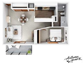 1 bed, 1 bath, 660 sqft, $714