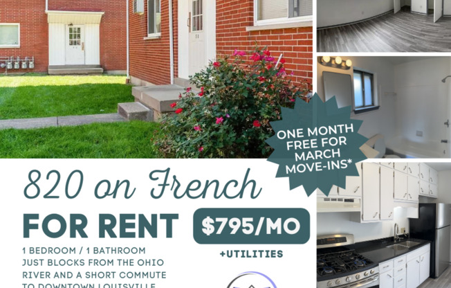 820 on French - Conveniently Located 1/1 Apartments **ONE MONTH FREE SPECIAL**