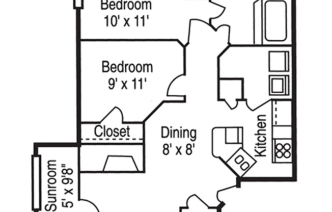 2 beds, 1 bath, 838 sqft, $1,255
