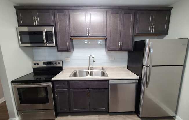 backsplash and stainless steel appliances