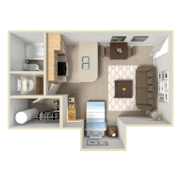 Studio, 1 bath, 450 sqft, $991