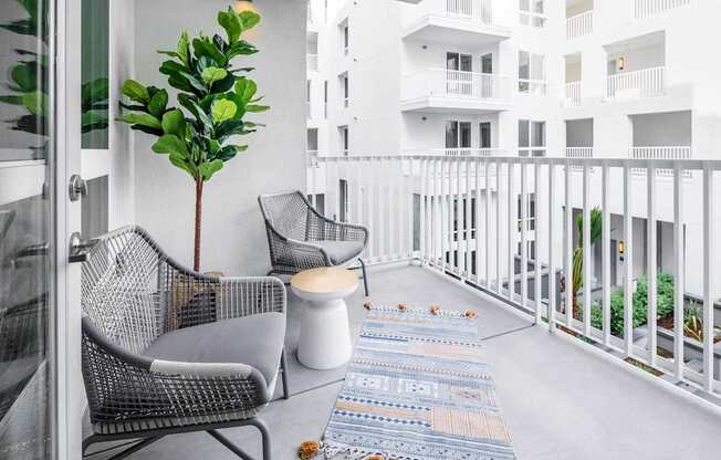 Balcony white interior at G12, Los Angeles, California