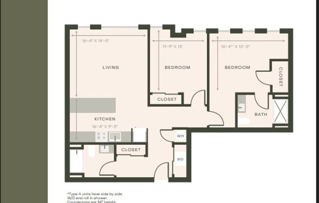 2 beds, 2 baths, 1,234 sqft, $2,795, Unit 414