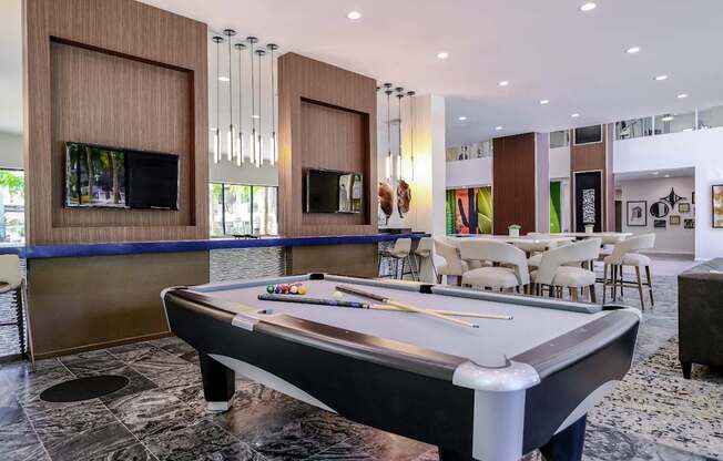 social lounge with billiards at Avora apartments