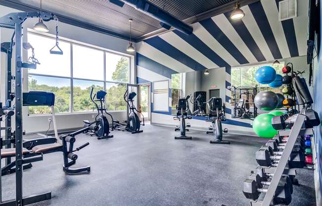 Fitness Center With Modern Equipment  at Serene at Creekstone Apartments, Athens, GA