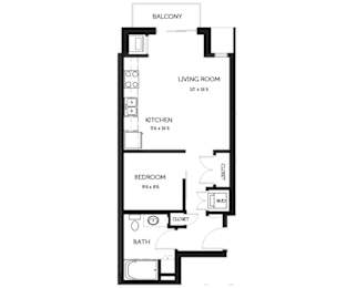 Studio, 1 bath, $1,307