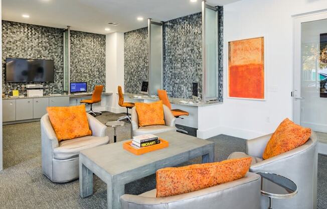 a living room with couches and a table