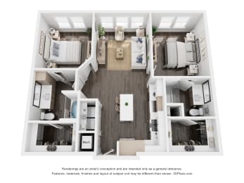 2 beds, 2 baths, 1,067 sqft, $2,614