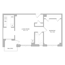 1 bed, 1 bath, 590 sqft, $2,600
