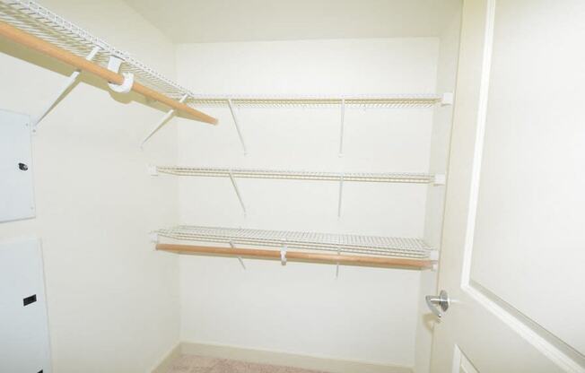 a walk in closet in a 555 waverly unit