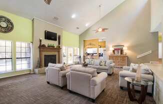 Living room with Firepit at The Glen, Texas, 75067