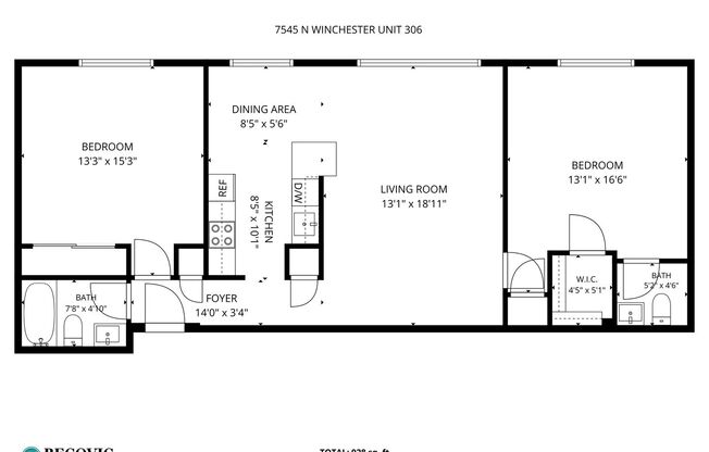 2 beds, 1.5 baths, 819 sqft, $2,200, Unit 306