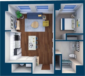 1 bed, 1 bath, 735 sqft, $1,389