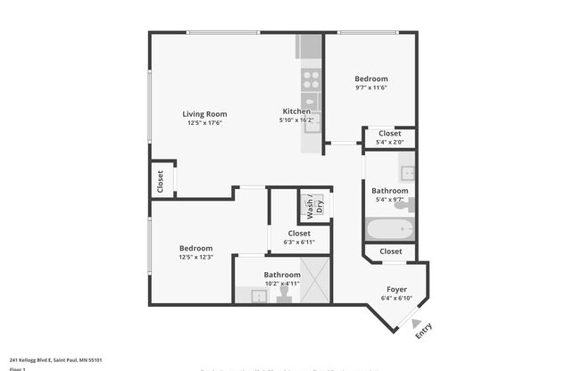 2 beds, 2 baths, 945 sqft, $1,925, Unit 606