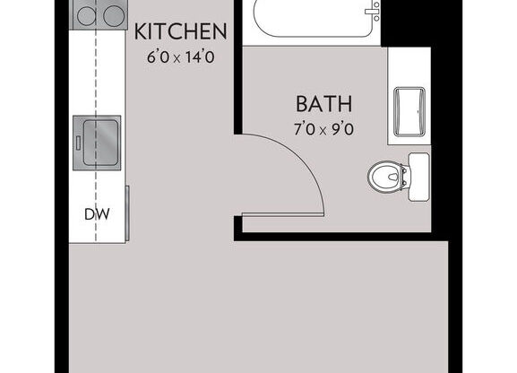 Studio, 1 bath, 425 sqft, $1,306