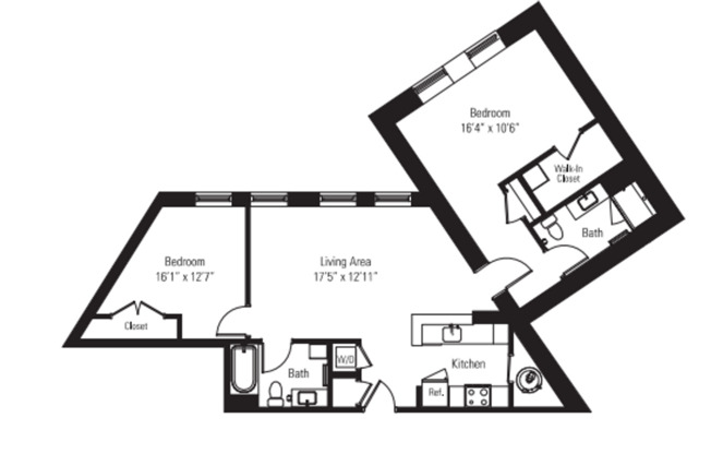 2 beds, 2 baths, 993 sqft, $3,100, Unit 01-234