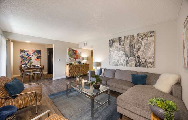 Living room with a couch and a coffee table at 2900 Lux Apartment Homes, Nevada