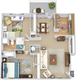 2 beds, 1 bath, 850 sqft, $1,490