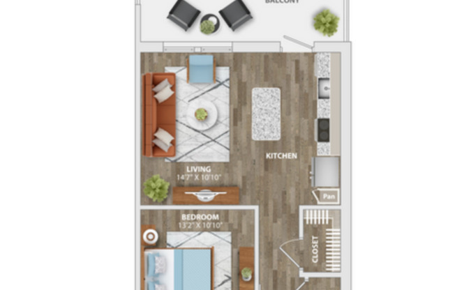 Studio, 1 bath, 640 sqft, $1,274, Unit 408 S2