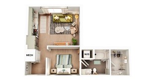 Studio, 1 bath, 644 sqft, $1,628
