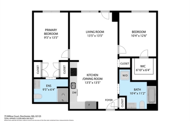 2 beds, 2 baths, 909 sqft, $3,555, Unit 104