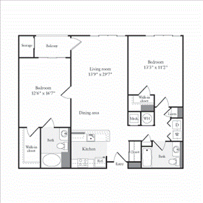 2 beds, 2 baths, 1,322 sqft, $3,885, Unit 222
