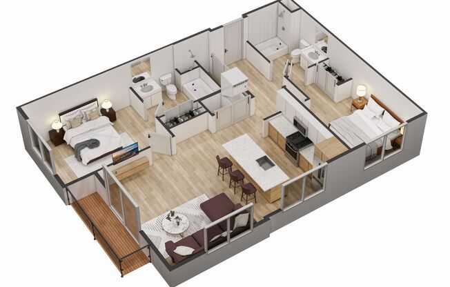 2 beds, 2 baths, 989 sqft, $2,700, Unit 202