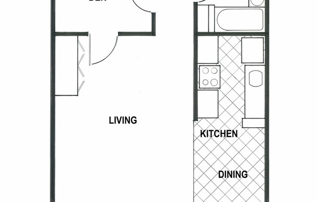 Studio, 1 bath, 510 sqft, $925, Unit 302