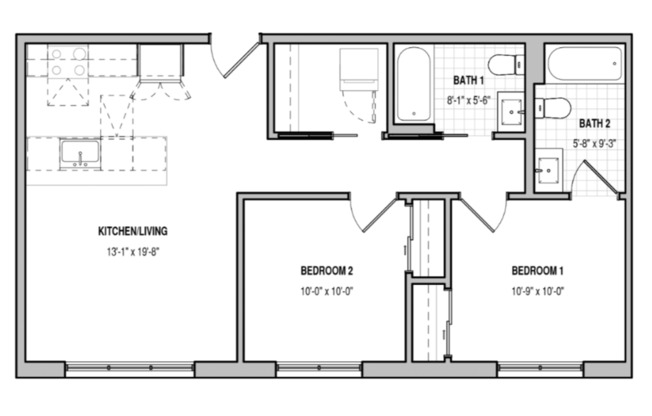 2 beds, 2 baths, 800 sqft, $2,446, Unit 306