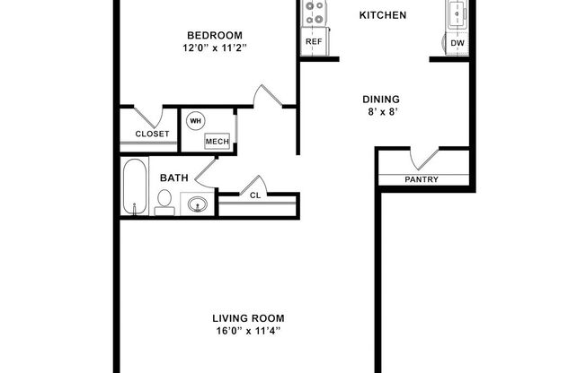 1 bed, 1 bath, 800 sqft, $1,050