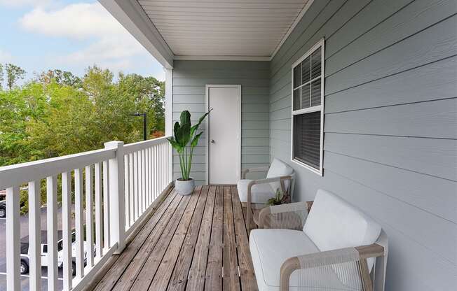 Private balcony at The Reserve at Mayfaire Apartments, Wilmington NC