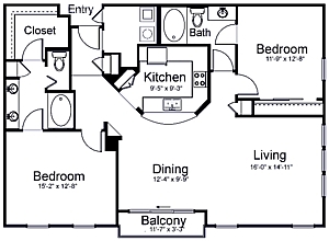 2 beds, 2 baths, 1,370 sqft, $2,408