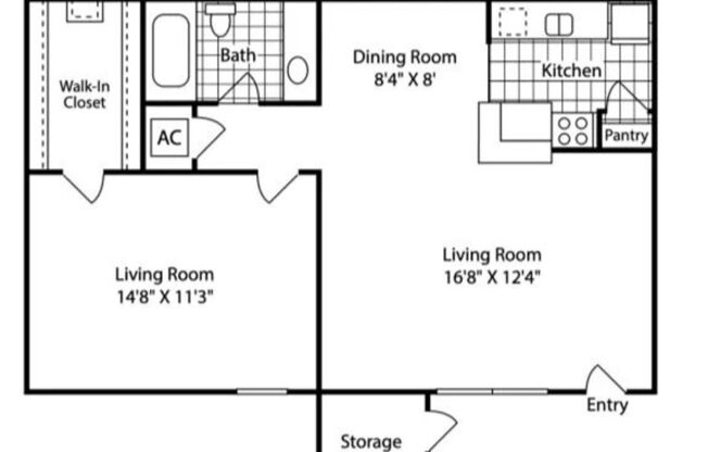 1 bed, 1 bath, 679 sqft, $823