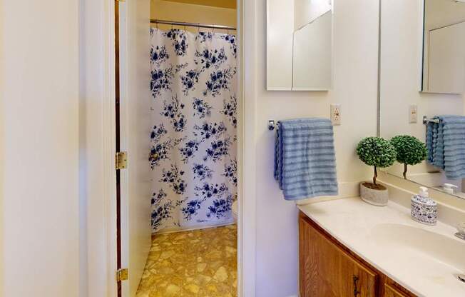 a full bath with a shower and sink